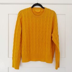 Guest In Residence Mustard Cable Knit Crewneck Cashmere Sweater